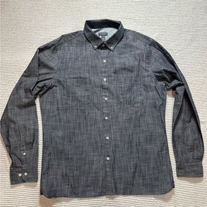 Van Heusen Mens Never Tuck Dress Shirt Sz Large 16-16.5 Gray Heather Long Sleeve